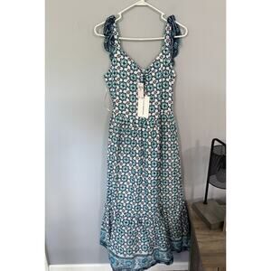 NWT Lucky Brand Sleeveless Cotton Maxi Dress Womens Size Medium Boho Cottagecore